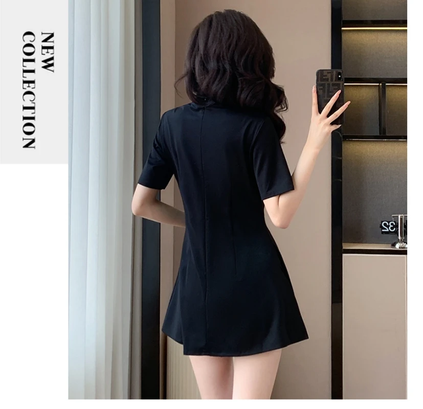 Women Chinese Style Retro Improved Temperament Black Cheongsam Modern Dress National Style Chinese Qipao Dresses for Women