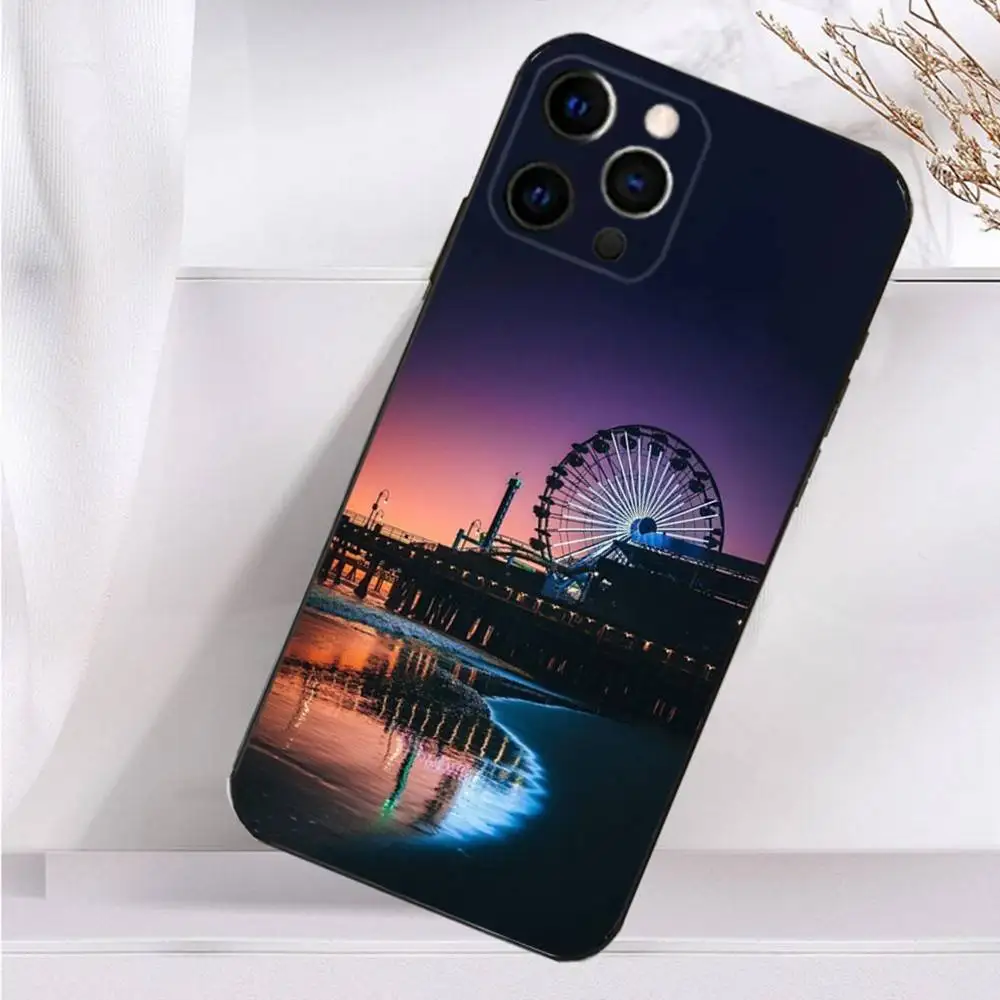 Cool Art Ferris Wheel Phone Case For iPhone 16,15,17,14,13,12,11 Plus,Pro Max,XS,X,XR,SE,Mini,8,7 Soft Silicone Black Cover