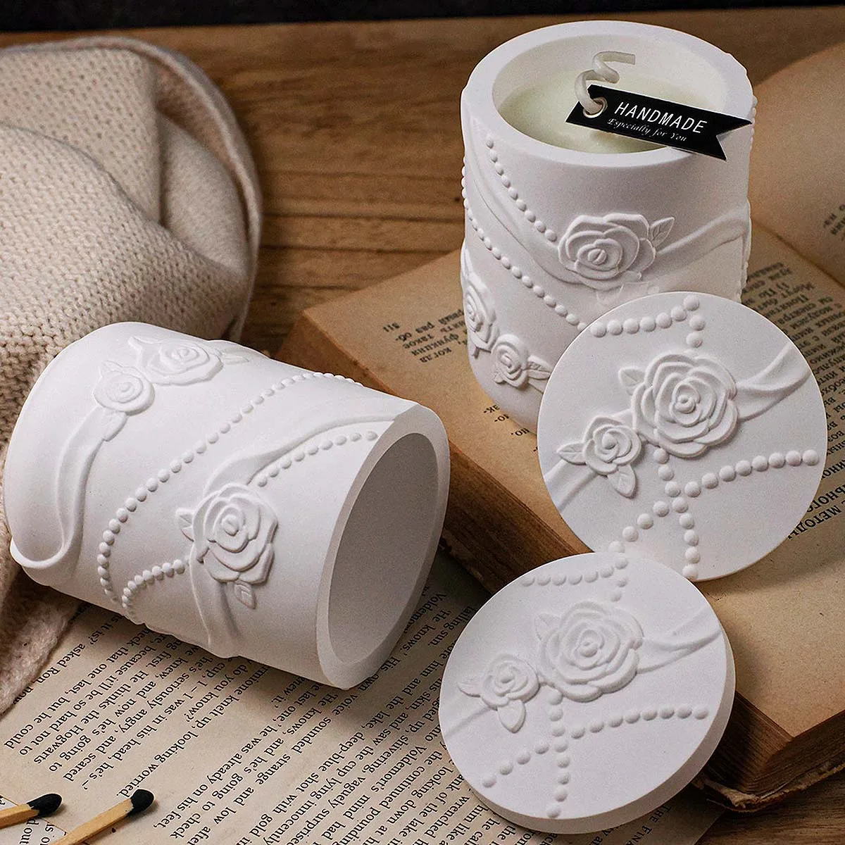 

Бетонная банка для свечей в форме цветка, силиконовая форма, жемчужная лента, роза, гипсовые формы для рукоделия, сделай сам, коробка для хранения из смолы, принадлежности для изготовления ваз