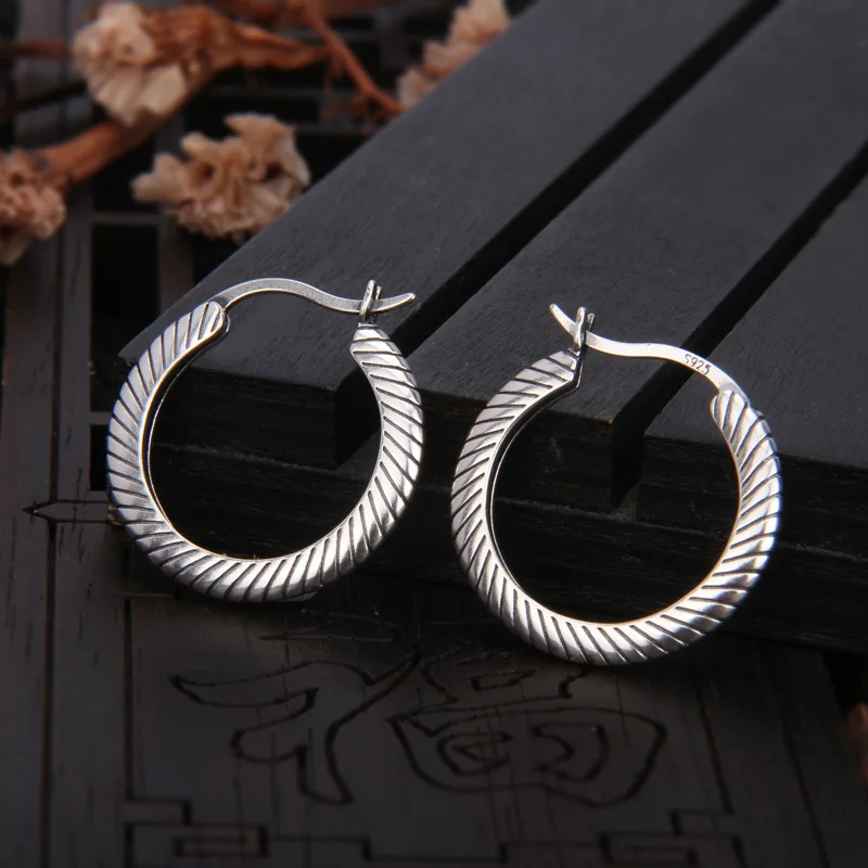 

Uglyless Tire Printed Impressive Small Hoop Earrings Women Simple Fashion Girls Students Earrings 925 Sterling Silver Brincos