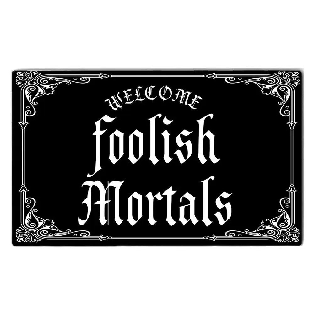 Halloween Doormat Welcome Foolish Mortals Rubber Porch Rug Patio Party Holiday Home Decor Floor Foolish Mortals Door Mat