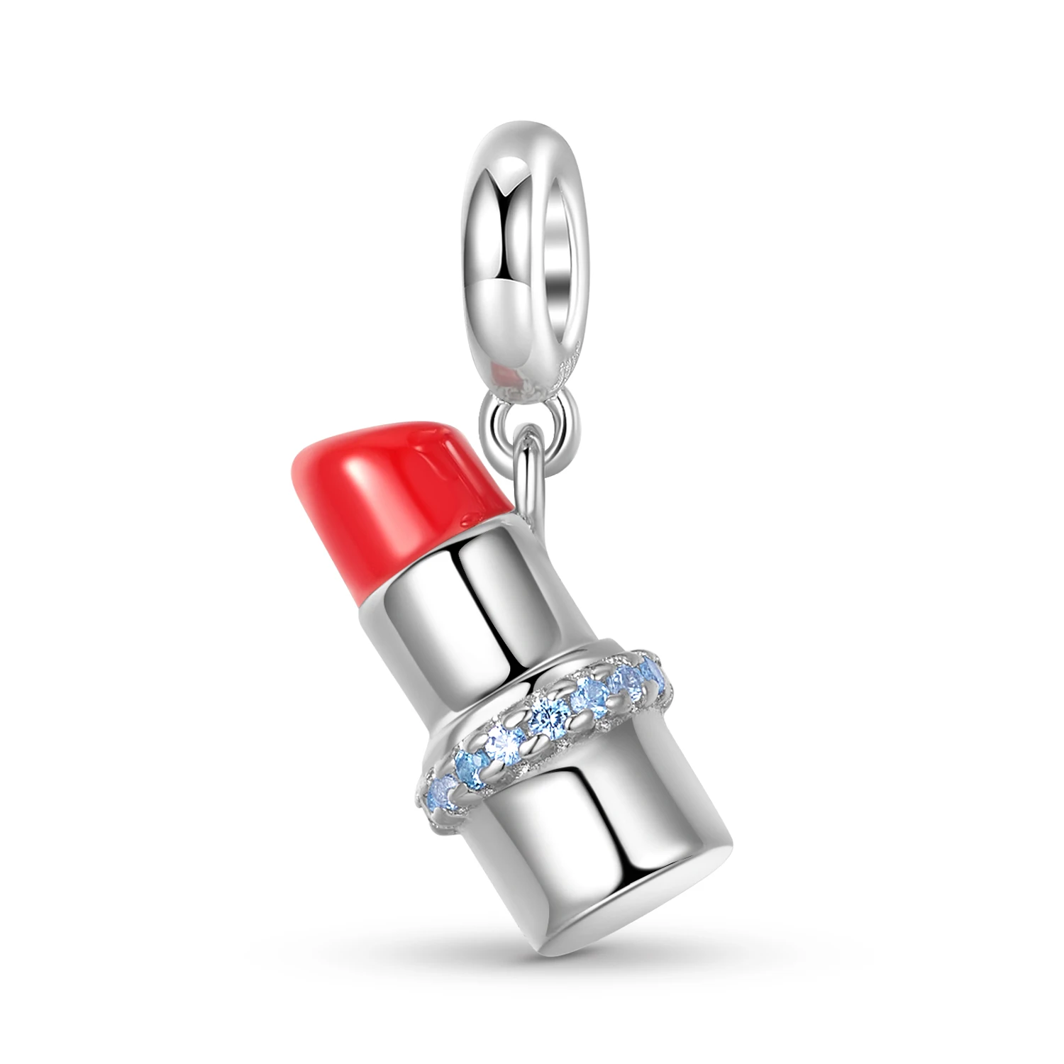 

STILLHOUSE 925 Sterling Silver Makeup Tool Silver Tube Red Lipstick Zircon Silky Smooth Charm Fit Original Bracelet Diy