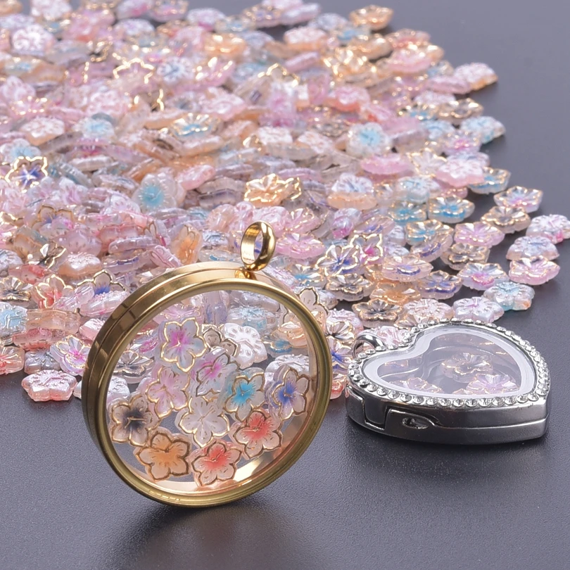 30pcs Fashion Mini Heart Star Flower Floating Charms for Living Memory Locket Jewelry Fit Manicure Nail Glitter Decorations New