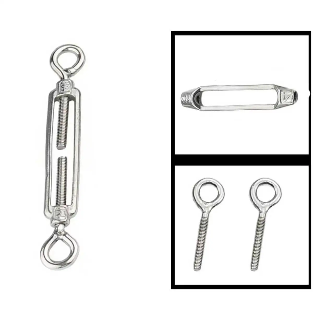 2-5PCS Hook And Eye OO Type Turnbuckle Size Stainless Steel 304 Heavy Duty Rigging Sailing Hardware Turnbuckle Wire Rope Tension