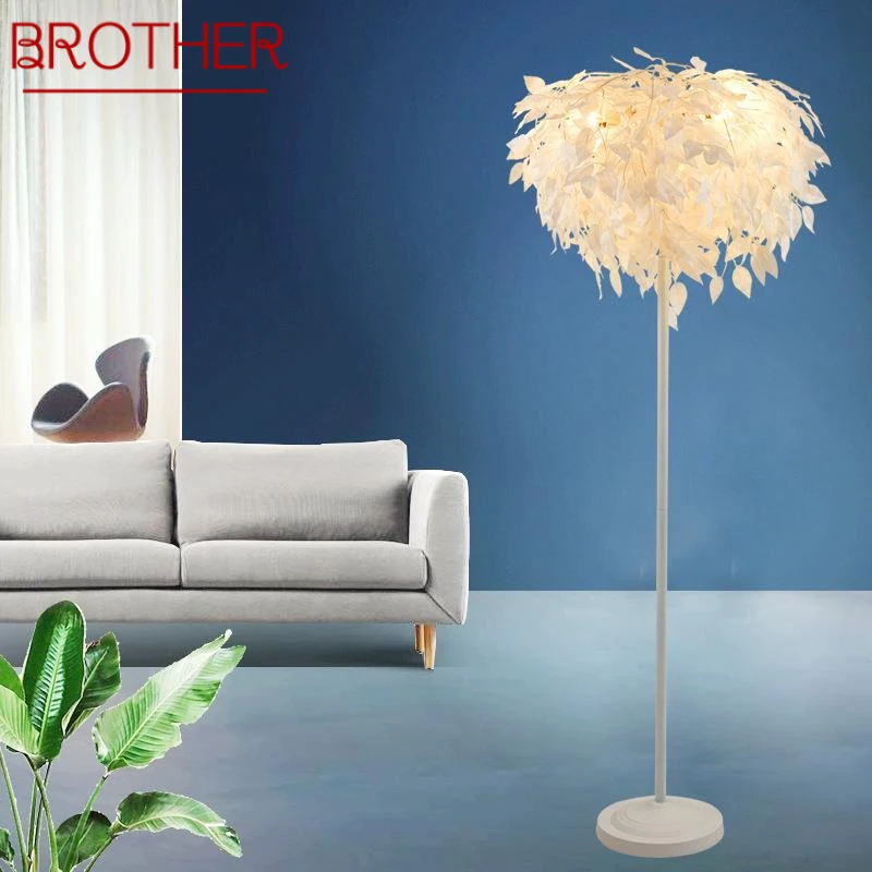 

BROTHER Nordic Leaf Floor Lamp Modern Art Family Iiving Room Bedroom Creativity LED Decorative Standing Light