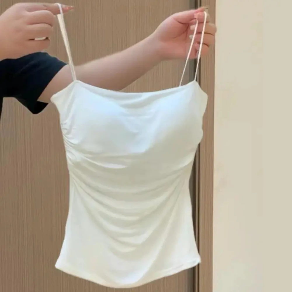 

Sexy Tank Tops Women Spaghetti Strap Crop Top With Bra Bodycon Sleeveless Cami Tube Top Basic Camisole Tees Korean Clothes Y2K