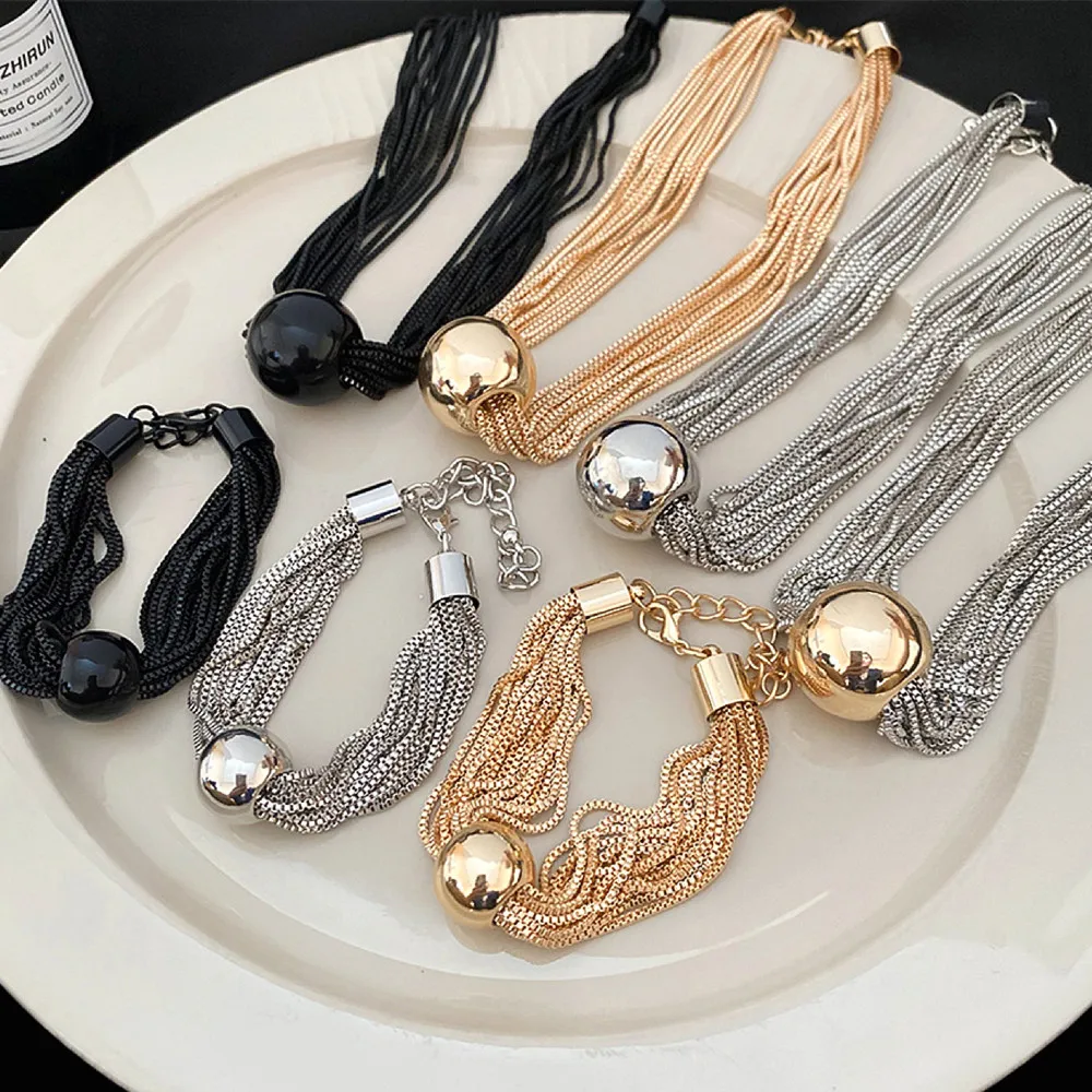 Exaggerated Punk Style Gold Color Metal Multilayer Box Chain Clavicle Necklace Ladies Hip Hop Round Necklaces Men Fashion Girls
