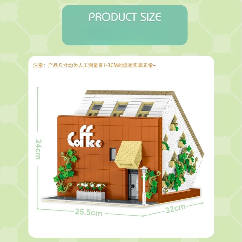 MOC Upside Down Cafe Shop Building Blocks Set con luce Interessante casa Negozio Giocattolo fai da te per bambini Compleanno Regali speciali per il giorno