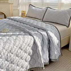 Quilted Bedspread Plaid Style Bed Linen Thickened Bedsheet Home Blanket Skin-friendly Bed Cover 침대커버 (Pillowcase Need Order)