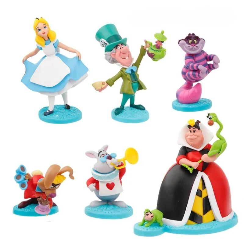 

6pcs/set Anime Alice in Wonderland Action Figure Cartoon PVC Model Toy Doll Kawaii Figurine Cake Decoration Kids Gift