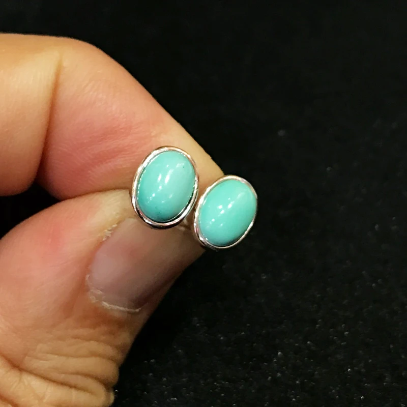 CSJ Genuine Natural Turquoise Earrings Sterling 925 Silver  for Women Party Birthday Christmas Jewelry Gift