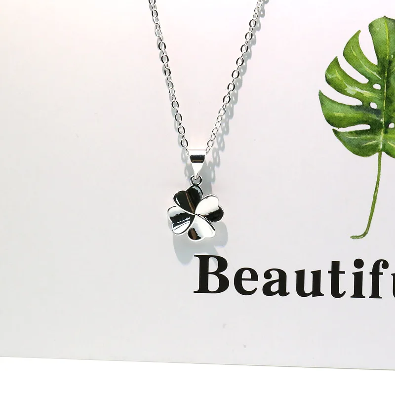 

Amaxer fashionable lucky four-leaf clover smooth pendant necklace, stainless steel necklace for women, engagement jewelry for me