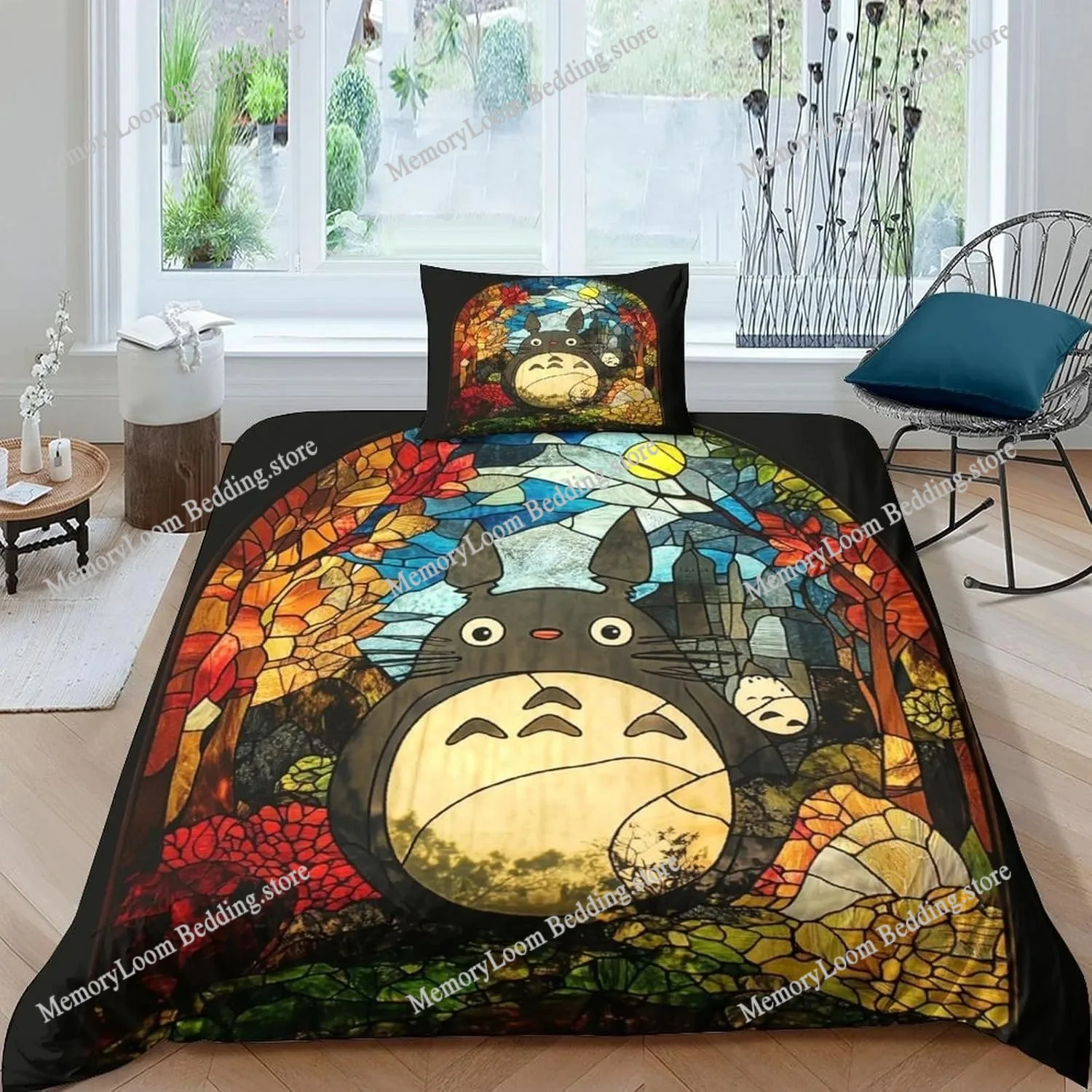 

Anime Duvet Cover Pillowcase Bedding Set T-Totoros Kawaii Adult Boy Girl Bedroom Decoration Children Single Double Home Textiles