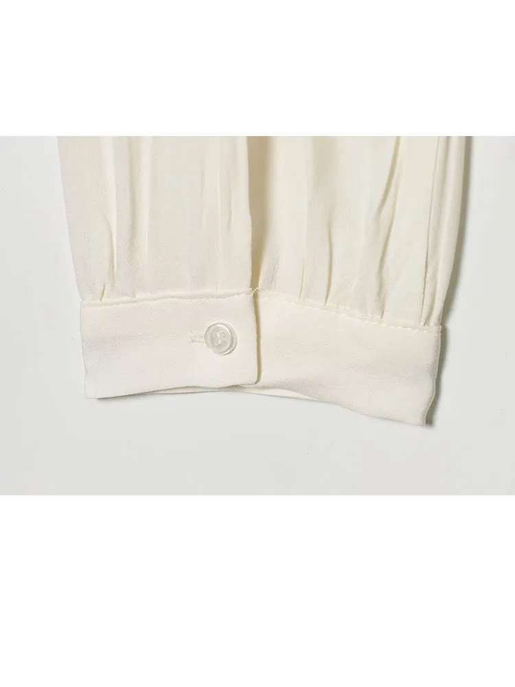 HH レディース 2026 春ファッション 無地 フリル襟 ビスコース プルオーバー トップス 女性用 エレガント ボタン飾り カジュアル 長袖シャツ