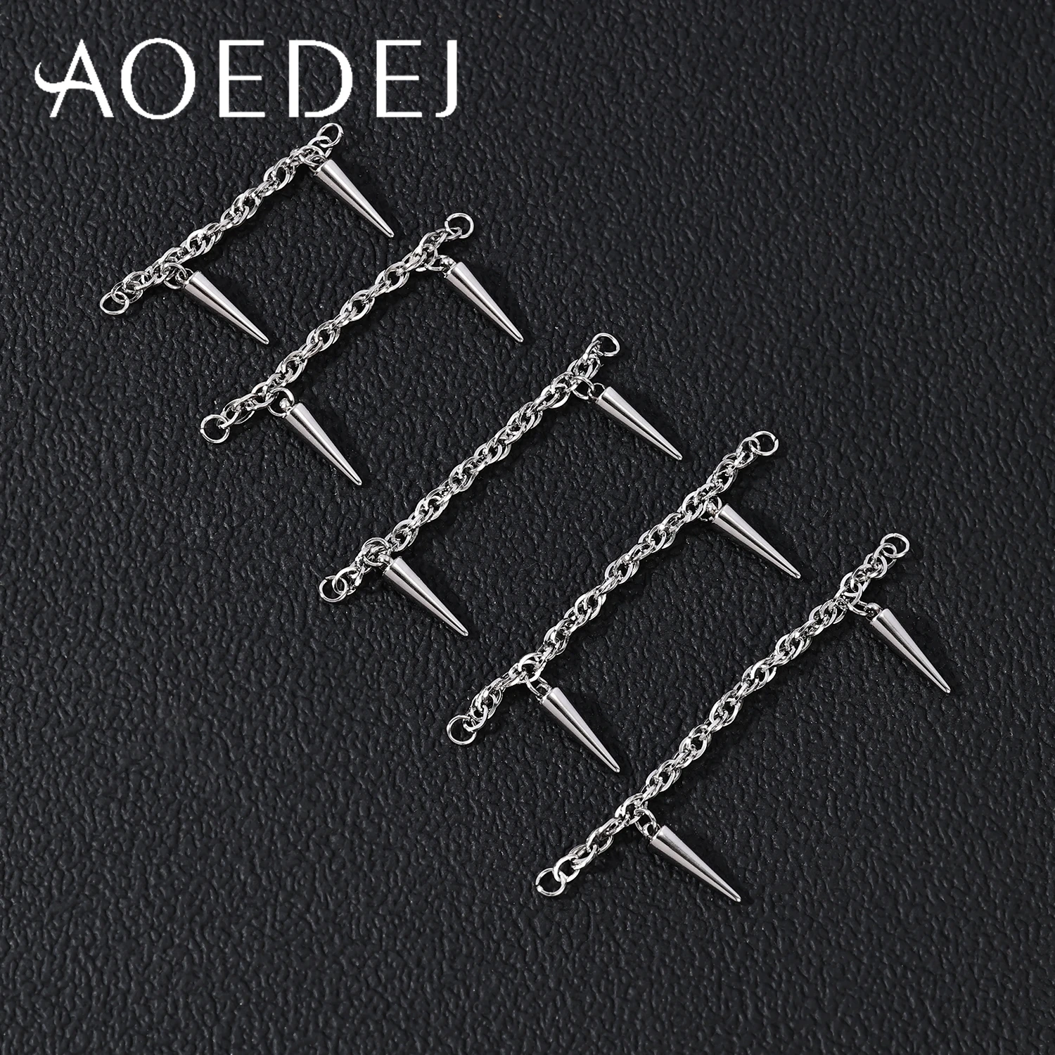 AOEDEJ 1 Stück Nasenkette aus Edelstahl, 32–50 mm, Brückenpiercing, scharfe kegelförmige Quaste, baumelnde Nasenloch-Piercings, Zubehör – Detail 6