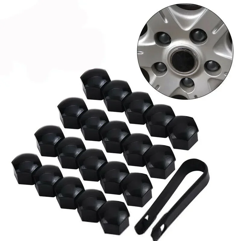 17mm Nut Cap GLOSS BLACK ALLOY WHEEL NUT BOLT COVERS CAP UNIVERSAL SET FOR ANY CAR USEFUL