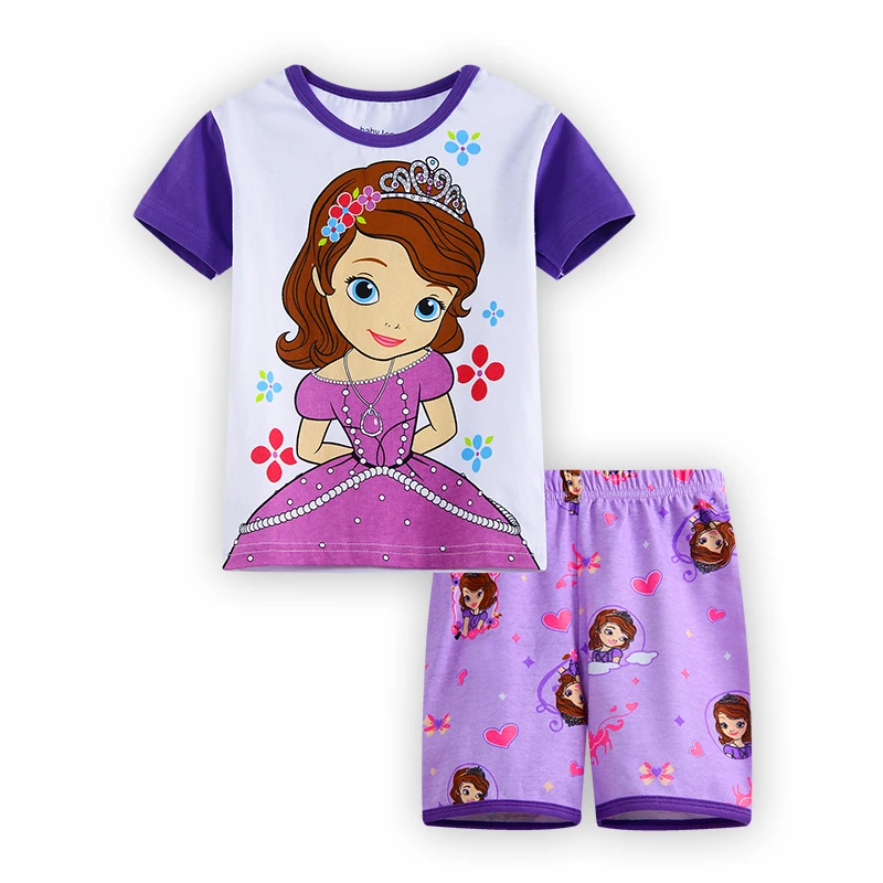 Hot Short sleeved Pajama and pajama suit Sofia Kitty Fan Unicorn kids Sleepwear Cotton Nightwear Clothes Pajamas Sets Gift