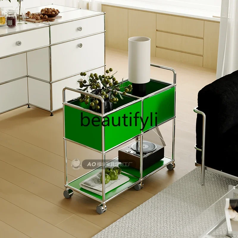 

USM Wine Cabinet Cart, Mobile Storage Dining Cart Stainless Steel Side Cabinet Drawer Cabinet Wine Cart CQY