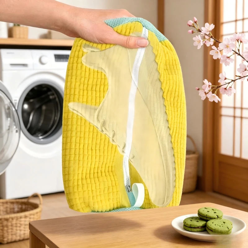 

6Pcs Shoes Washing Bag with Fluffy Fiber, Anti-Deformation Laundry Bag for Shoes & Clothes, Gray Yellow Available
