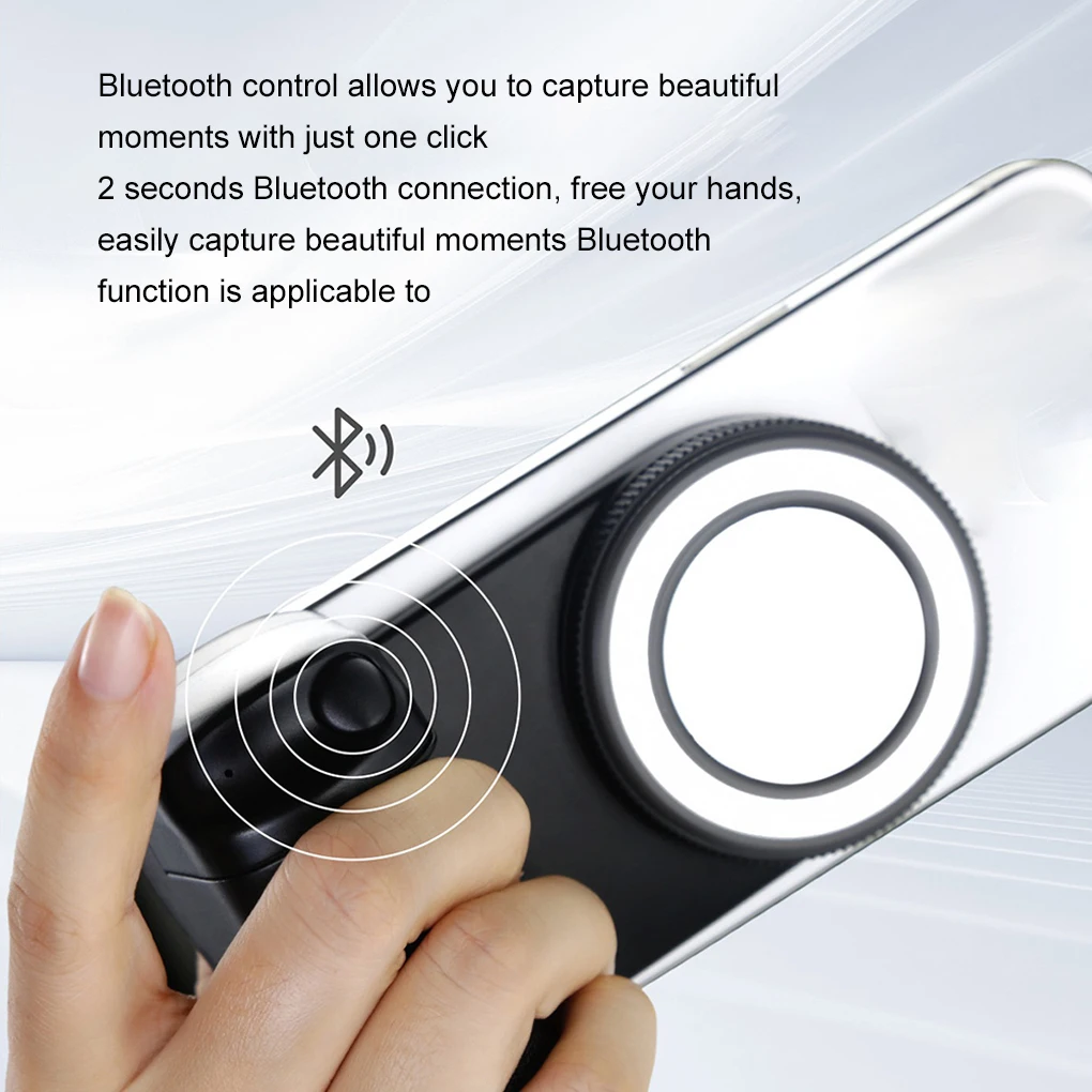 Magnetic Smartphone Handle Grip with Detachable 30M Bluetooth Remote with Fill Light Anti-shake Selfie Shoot Fill Light