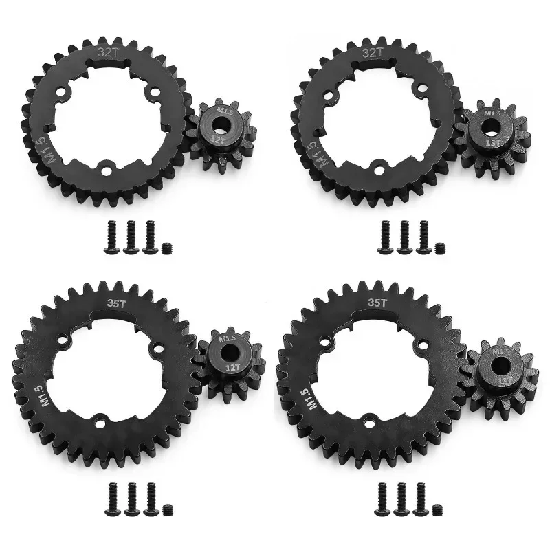 2 uds acero endurecido 1.5Mod 35T 32T engranaje recto y juego de piñón 12T 13T para Trxs 1/5 x-maxx XMAXX 1/6 XRT piezas de mejora