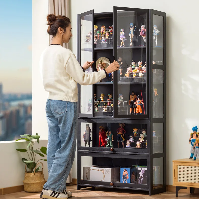 خزانة عرض ليغو خزانة زجاجية مع رف تخزين منزلي خفيف مقاوم للغبار ورف عرض لعبة النبيذ