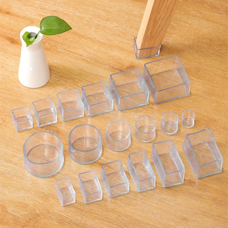 16Pcs Chair Leg Caps Protector Rubber Round Square Floor Table Foot Cover Socks Pipe Plugs Furniture Leveling Feet Home Decor