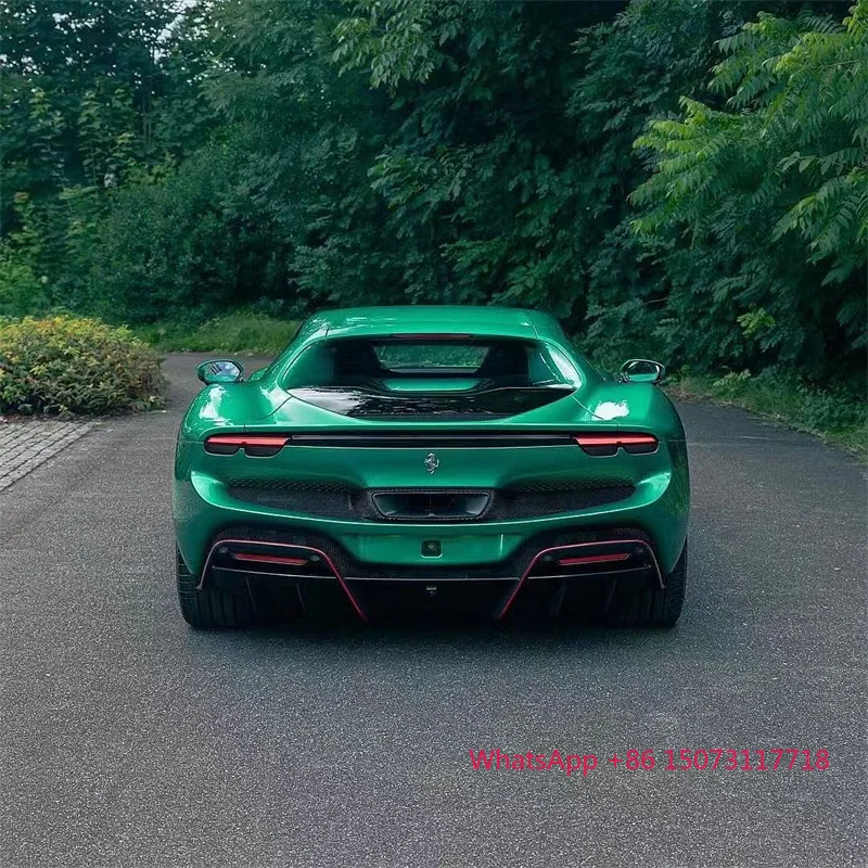 OEM نمط أجزاء السيارة الخارجية Bodykit ل 296 GTB 3K ألياف الكربون المصد الأمامي زوايا التنانير الجانبية لوحة المحرك طقم الجسم #4