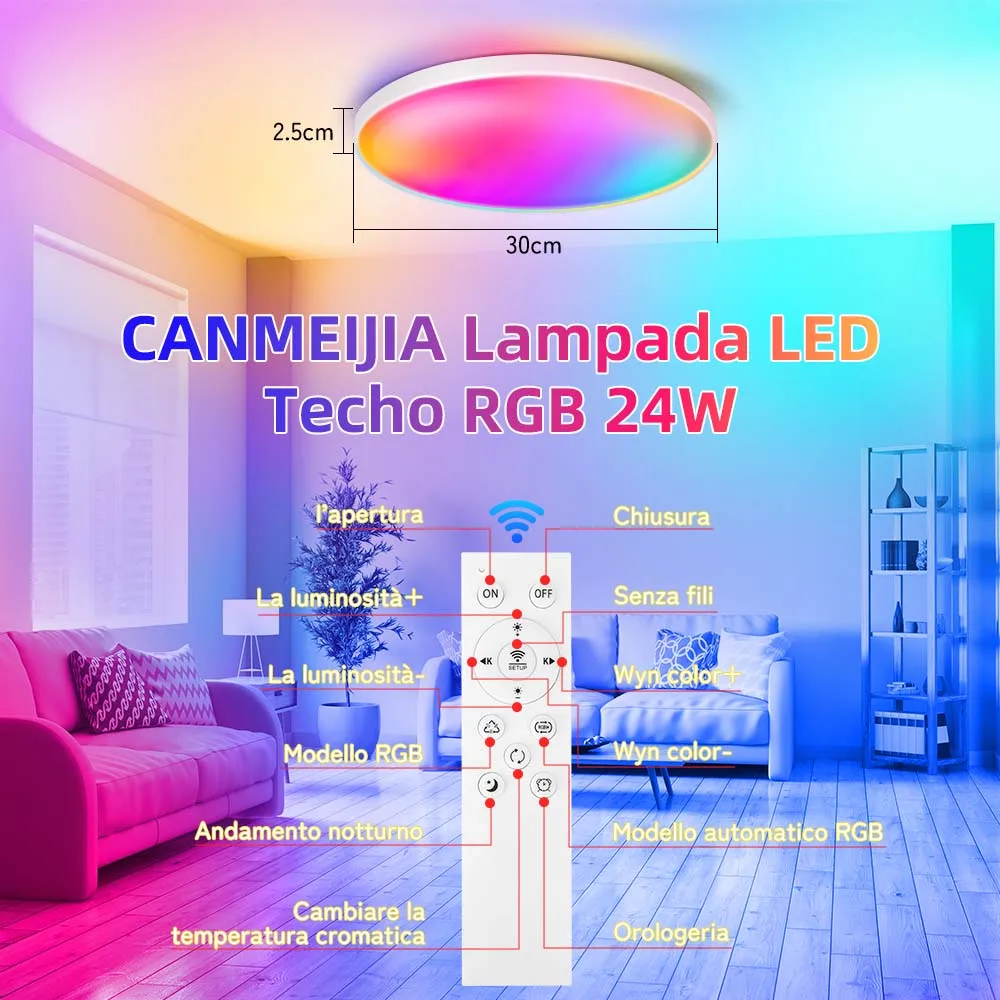 Dimmable Ceiling Light Smart Wifi RGB Square Lamp LED For Living Room Corridor Garage Remote Control Top Lights Alexa Backlight