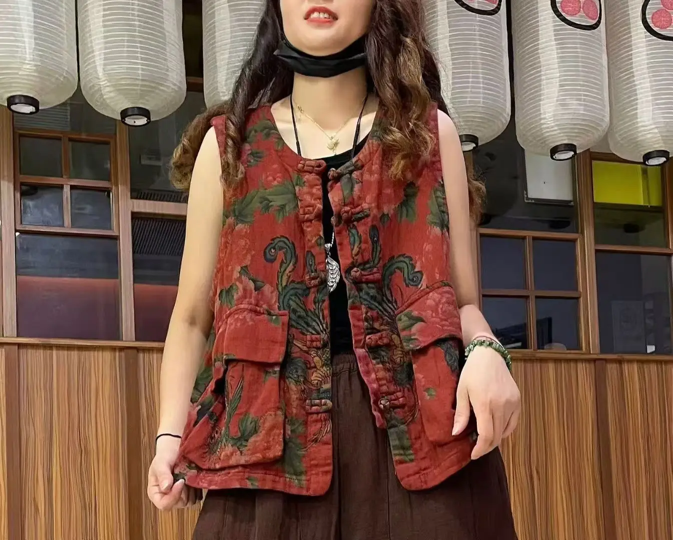 Automne hiver coton mélange dames Svel lin gaze Vintage artistique ethnique Sle taille unique ajusté rétro Sle gilet