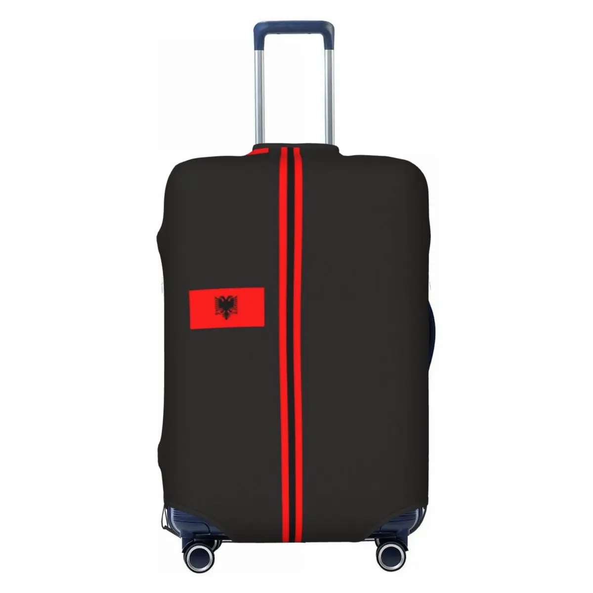 Albania Flag Stripe Suitcase Cover Dust Proof Albanian Patriotic Luggage Protective Covers for 18-32 inch