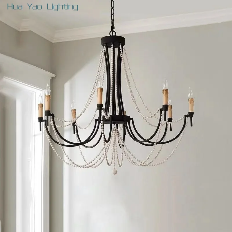 American Retro Living Room Bedroom Dining Room Lamps, French Country Pastoral Homestay Dining Room Antique Candle Chandelier