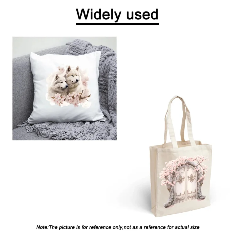 Watercolor Beautiful Cherry Blossom Iron on Patches for DIY Heat Transfer Clothes Thermal Transfer Stickers Decoration Printing