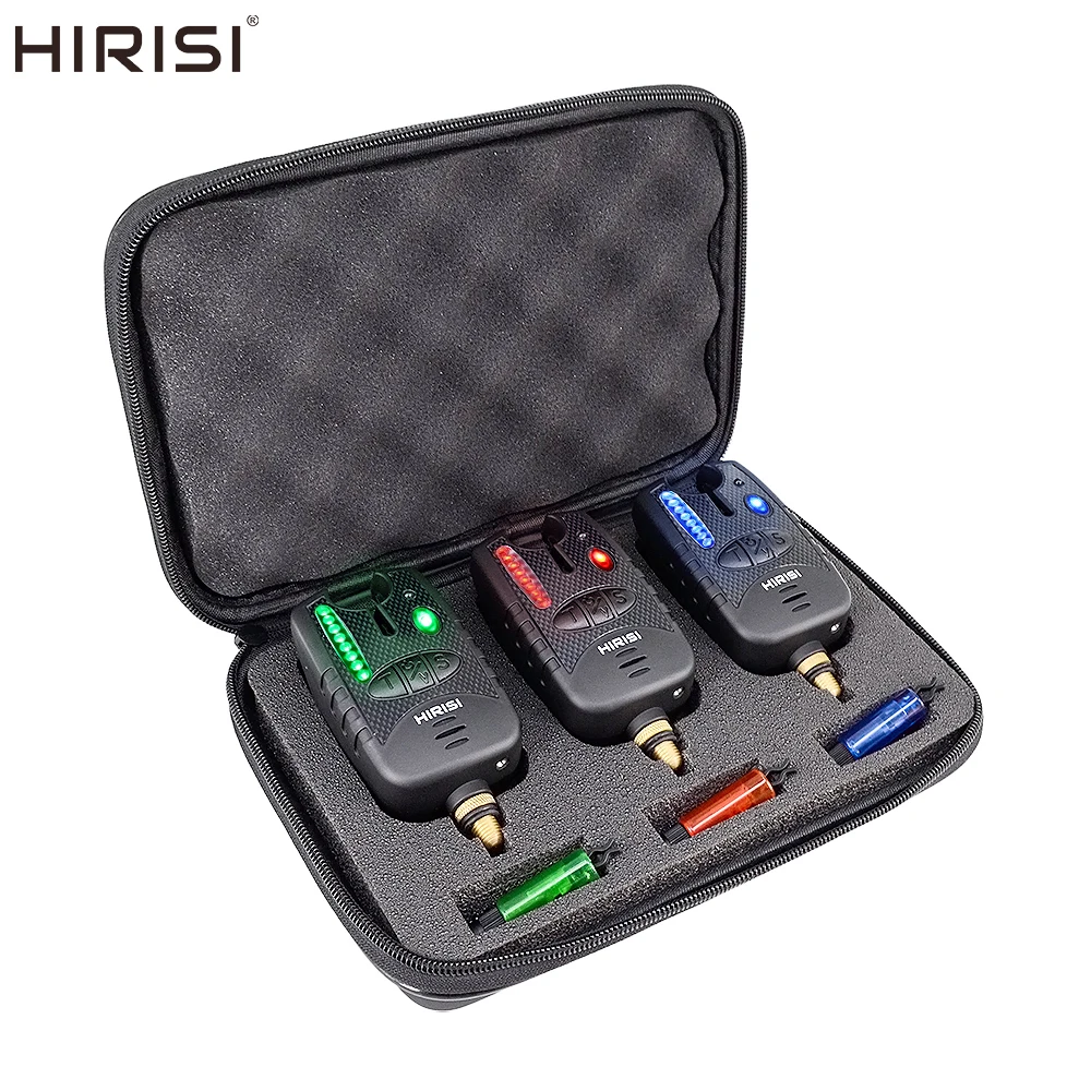 Hirisi 3pcs Fishing Alarms with Fishing Swinger Color Red/Green/Blue Fishing Bite Alarm Indicator Set B14A Fishing Accessories