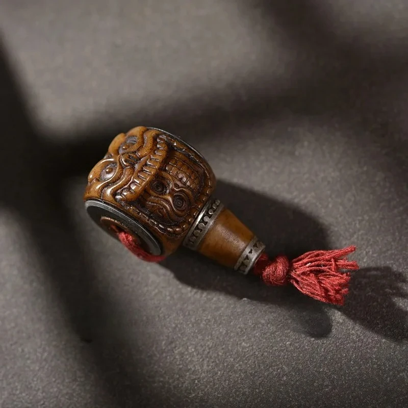 Bone Carving Face Foolish Three-way Buddha Silver Inlaid Tibetan Style Handmade Accessories