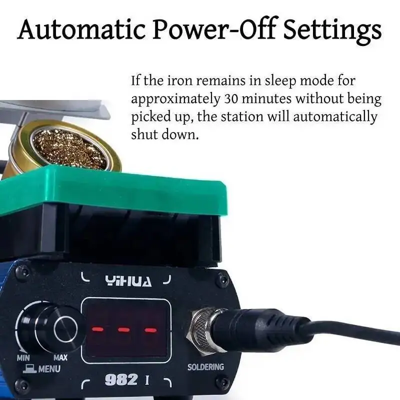 

Yihua 982-I Welding Platform Realizes The Automatic Dormancy Of Tin For 2 Seconds And Completes The Welding Task Of PCB And SMD.