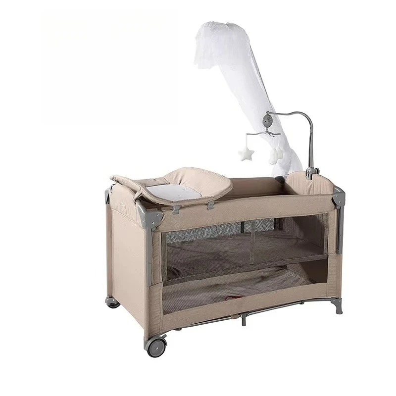 Multi functional foldable mobile baby crib with mosquito net gift