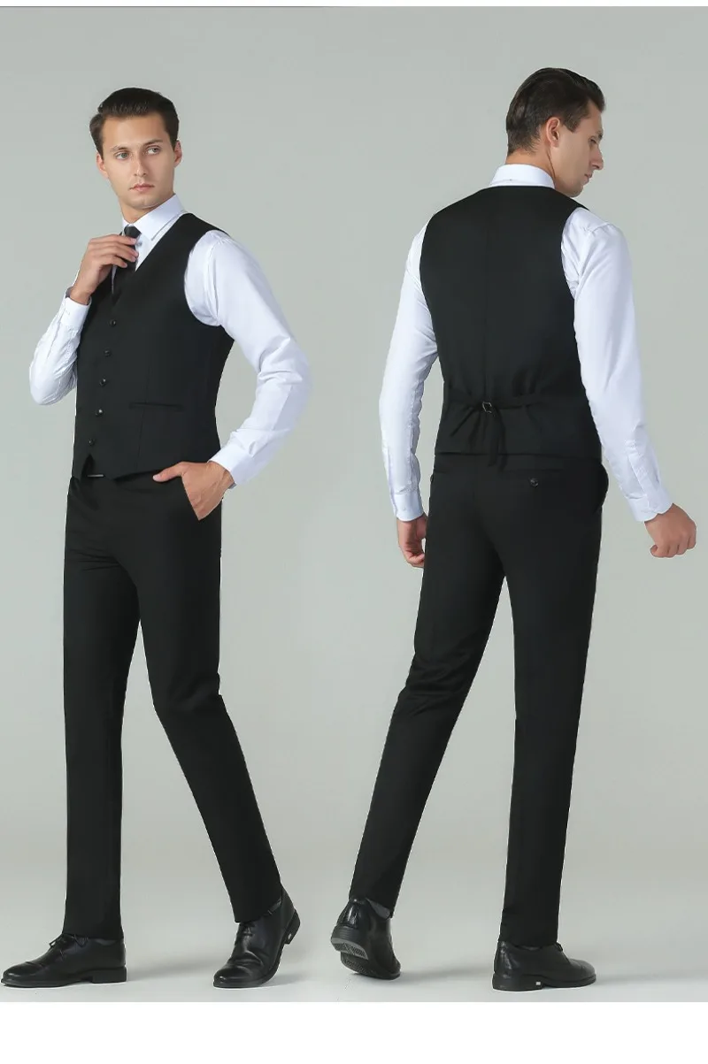 Herren 3-teiliger Hochzeitsanzug Slim Fit mit Reversblazer, Weste und Hose, Übergröße, Formeller Bräutigam-Anzug für Geschäftsanlässe, Bankette und Partys – Detail 17