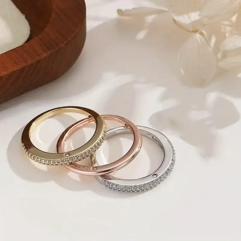 Classic Design Fashion Jewelry Micro-set Zircon Safety Pin Delicate Rings for Women