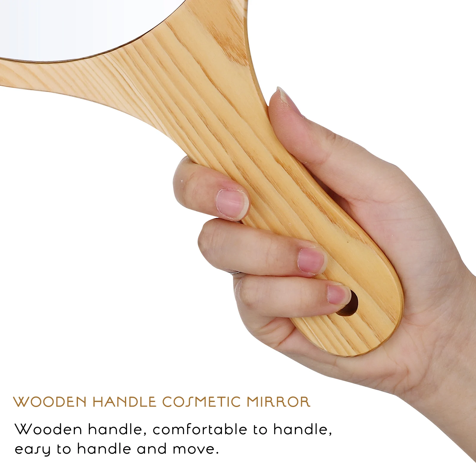 

2pcs Large Handle Stylish Hand Stylish Portable Handheld Large Handheld Mirror Salon Mirror For Travel Home Use