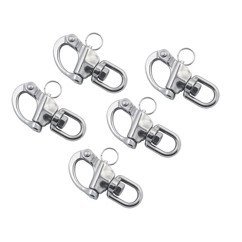 

5PCS Swivel Eye Quick Rlease Bail Snap Shackle With Ring 316 Stainless Steel Heavy Duty 70mm 87mm 128mm For Rigging Sailing