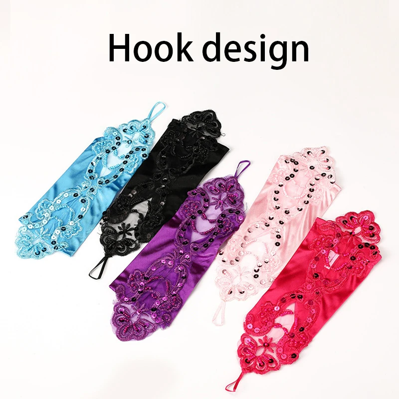 1pc Bridal Sequin Lace Gloves Accessories Embroidered Fingerless Long Multicolor Fashion Women Satin Wedding Female Party Gloves