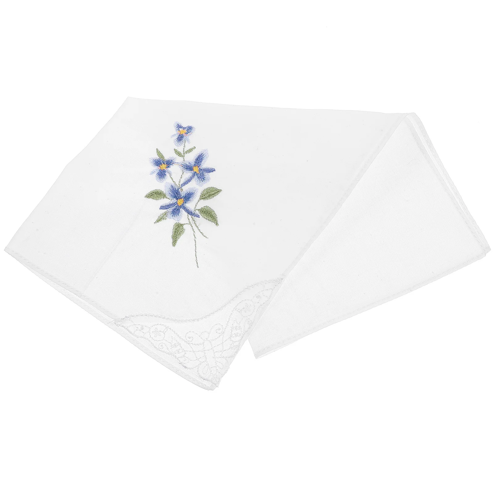 Vintage Style Embroidery Handkerchief Cotton Material Exquisite Craftsmanship Lace Edge Handkerchief for Lady Dating Evening