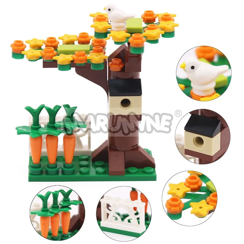 MARUMINE Kleine Deeltjes MOC Bricks Boomhut Set met Vogel 41835pb01 DIY Stad Street View Bouwstenen Plant Model Kit
