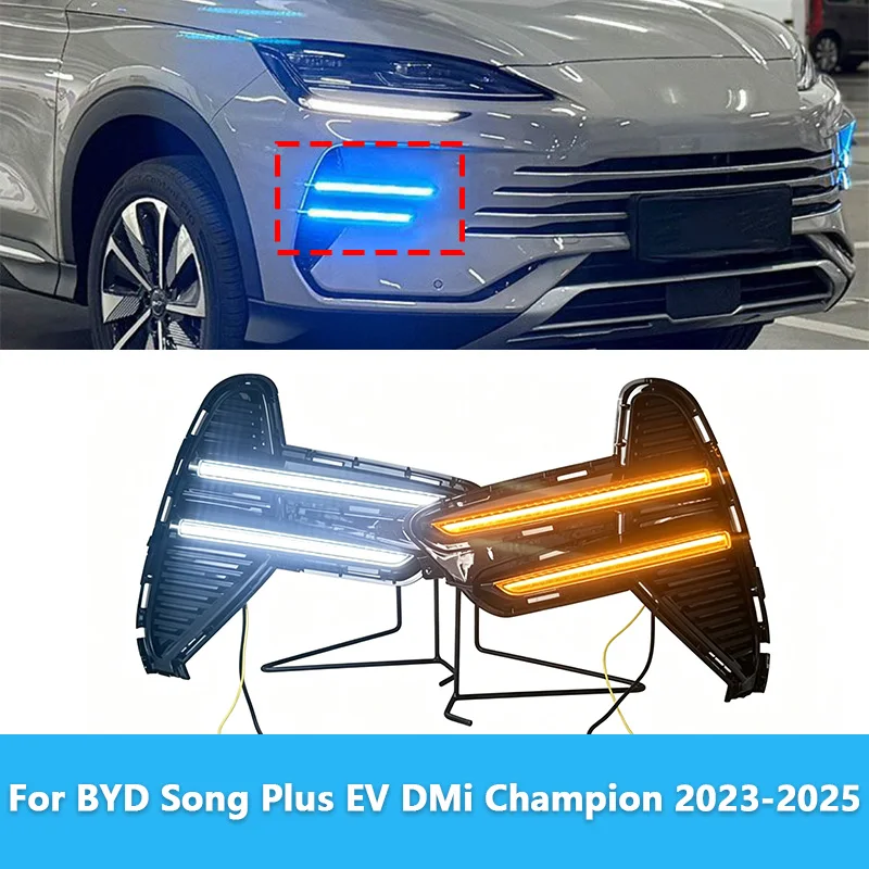 For BYD Song Plus EV DMi Champion 2023-2025 Seal U LED Foglight DRL Front bumper foglight foglamp Daytime running light