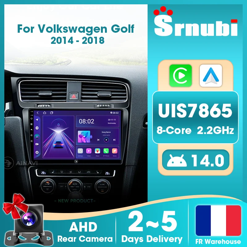 Srnubi Wireless Carplay Android Auto for Volkswagen Golf 2014-2018 Car Radio GPS Navigation Multimedia Video Player 4G WIFI With Framework Support Steering Wheel Control Accessories