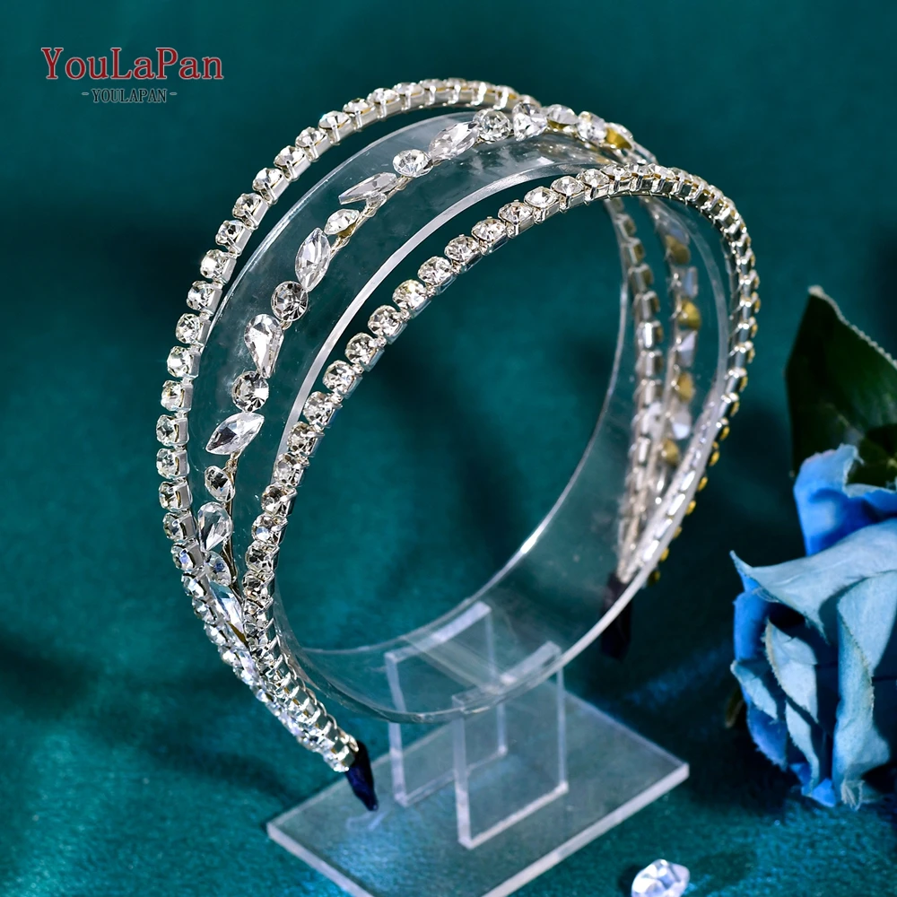 YouLaPan Funkelndes Strass-Hochzeits-Stirnband, mehrschichtig, Braut-Kopfschmuck, Damen, Bankett, Abschlussball, Haarschmuck, Party-Tiara HP864