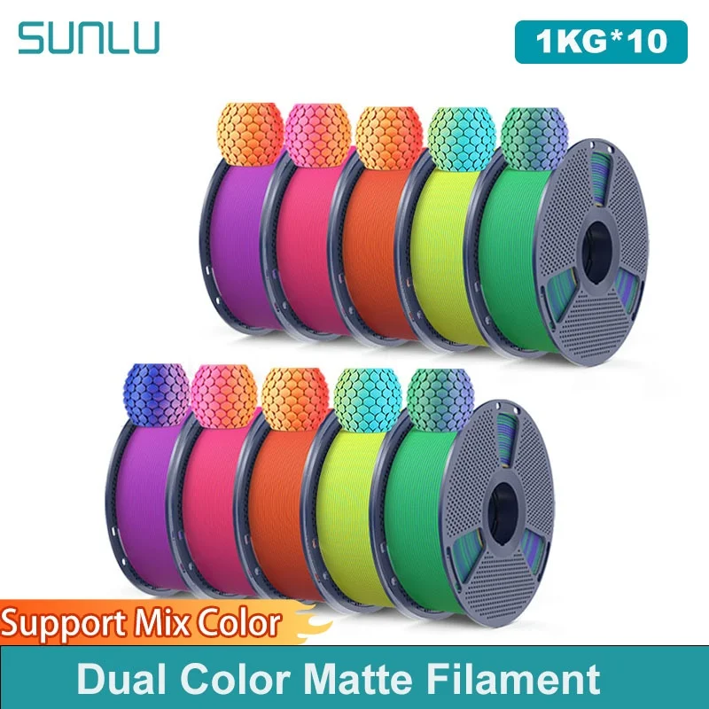 

SUNLU 10KG Dual Color Matte 3D Printer Filament 1.75mm 1kg +/- 0.02mm PLA Matte Filament Fit Most FDM 3D Printer & 3D Pen
