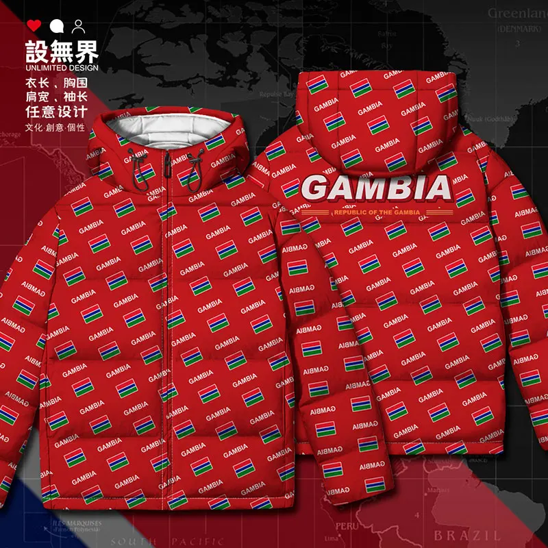 Republic of The Gambia GMB Gambian GM country flag White duck down Jackets clothes jacket Comfortable mens down coat Winter