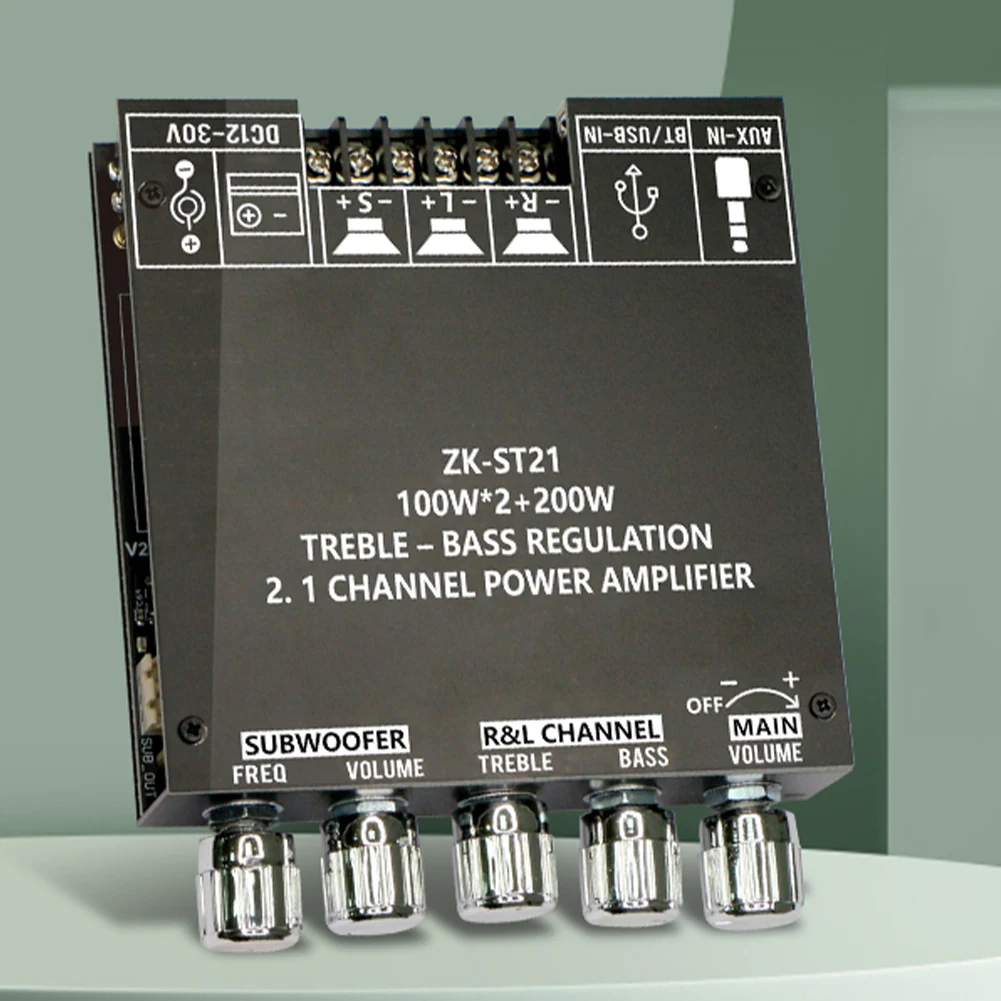 ZK-ST21 Bluetooth-Compatible Digital Power Subwoofer Amplifier 2.1 Channel Amplifier Module 100W+100W+200W Chip TPA3221
